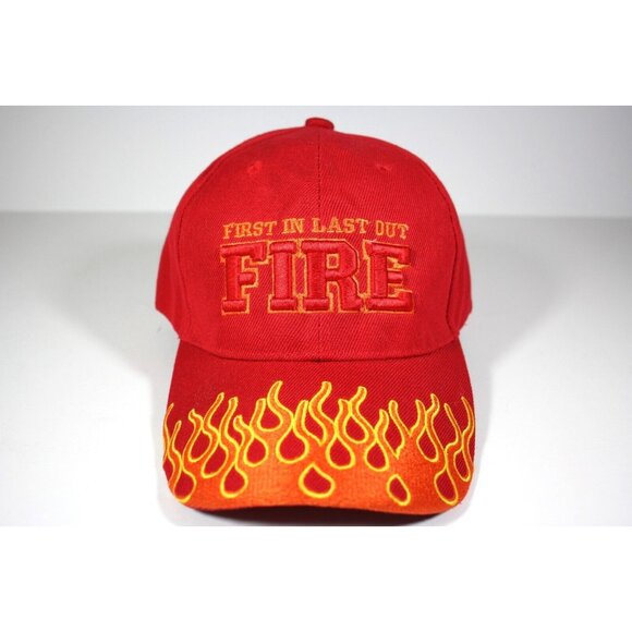 First In Last Out Fire Flame Embroidered Adjustable Hat L530 - Picture 1 of 6